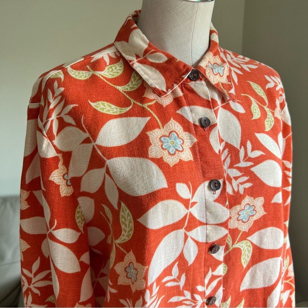 Spiegel Red/Orange Floral Button Down Shirt - Picture 2 of 16